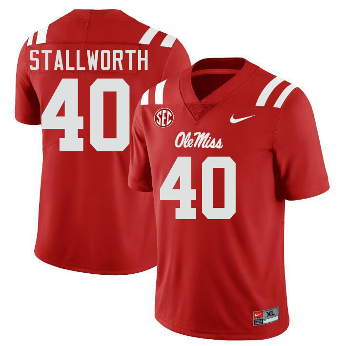 Ole Miss Rebels #40 Micah Stallworth College Football Jerseys Stitched-Red